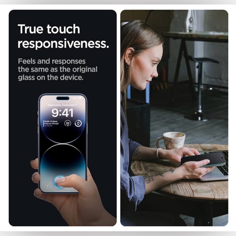 NWT SPIGEN TEMPERED GLASS PRIVACY SCREEN PROTECTORS - FOR iPHONE 14 PRO - 2 PACK - Picture 3 of 16